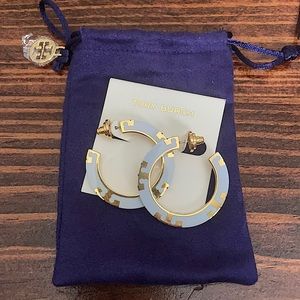 Tory Burch T-stripe hoop earring